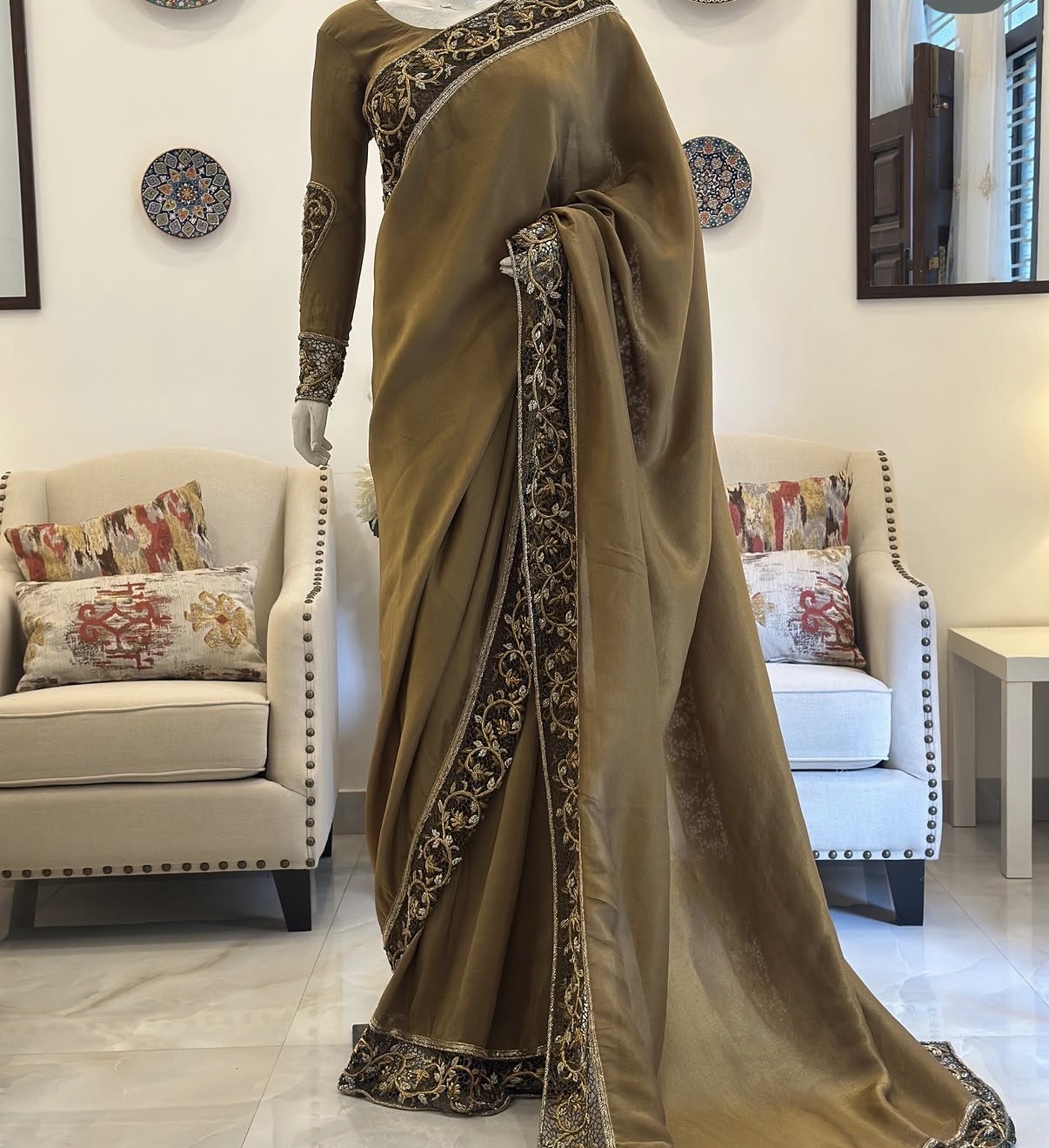 Golden Tissue Saree✨